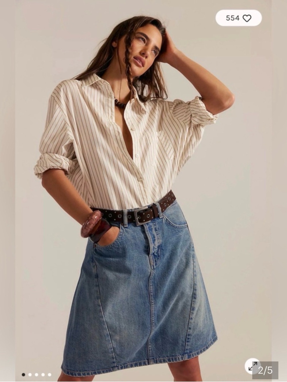 Free People NWOT We The Free Yoko Pleated Denim Skirt.